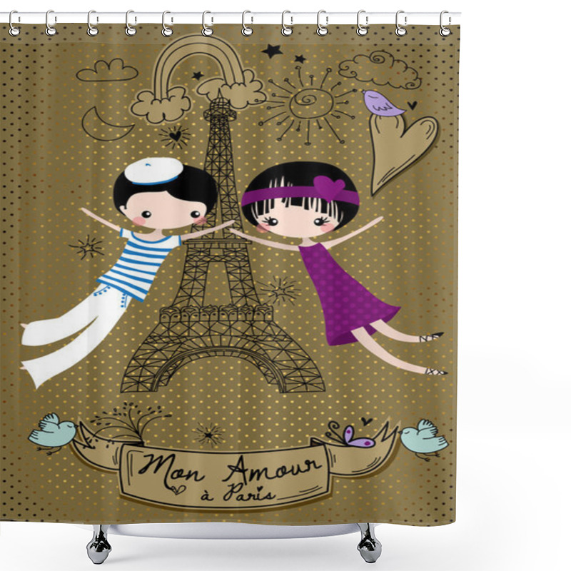 Personality  Love In Paris Shower Curtains