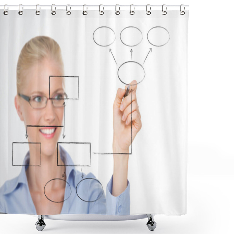 Personality  Nordic Girl Illustrating The Structure Of Her Company Shower Curtains