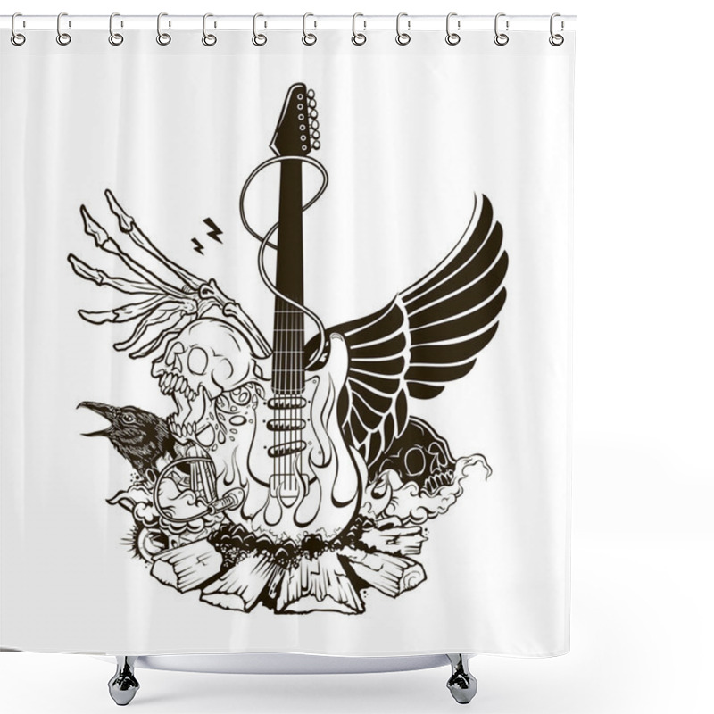 Personality  Rock N Roll Vector Illustration Shower Curtains