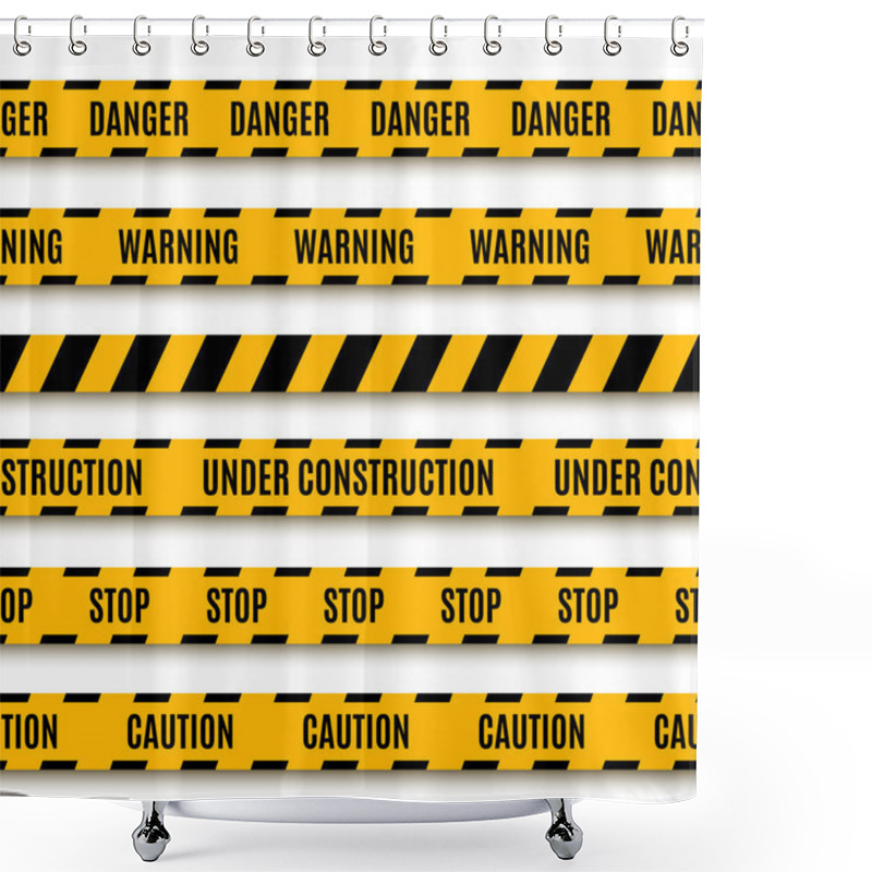 Personality  Set Of Yellow Warning Tapes Shower Curtains