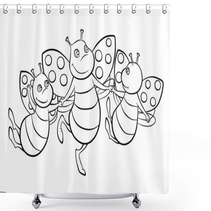 Personality  Happy Flying Ladybug Shower Curtains