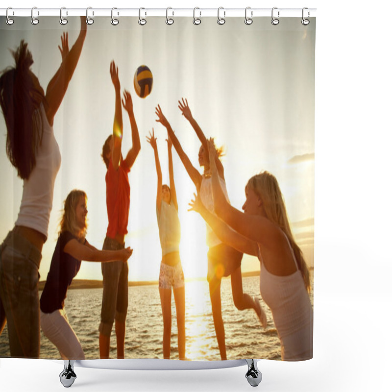 Personality  Volleyball On The Beach Shower Curtains