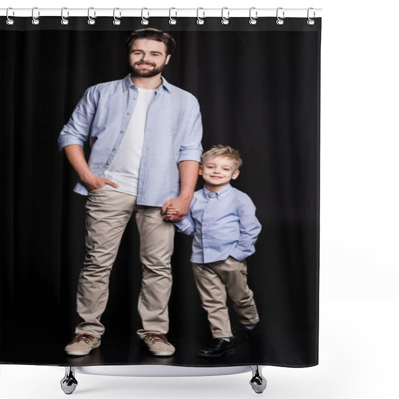 Personality  Young Father And Son Shower Curtains