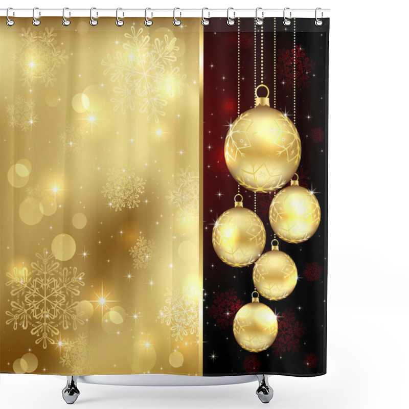 Personality  Gold Christmas Baubles Shower Curtains