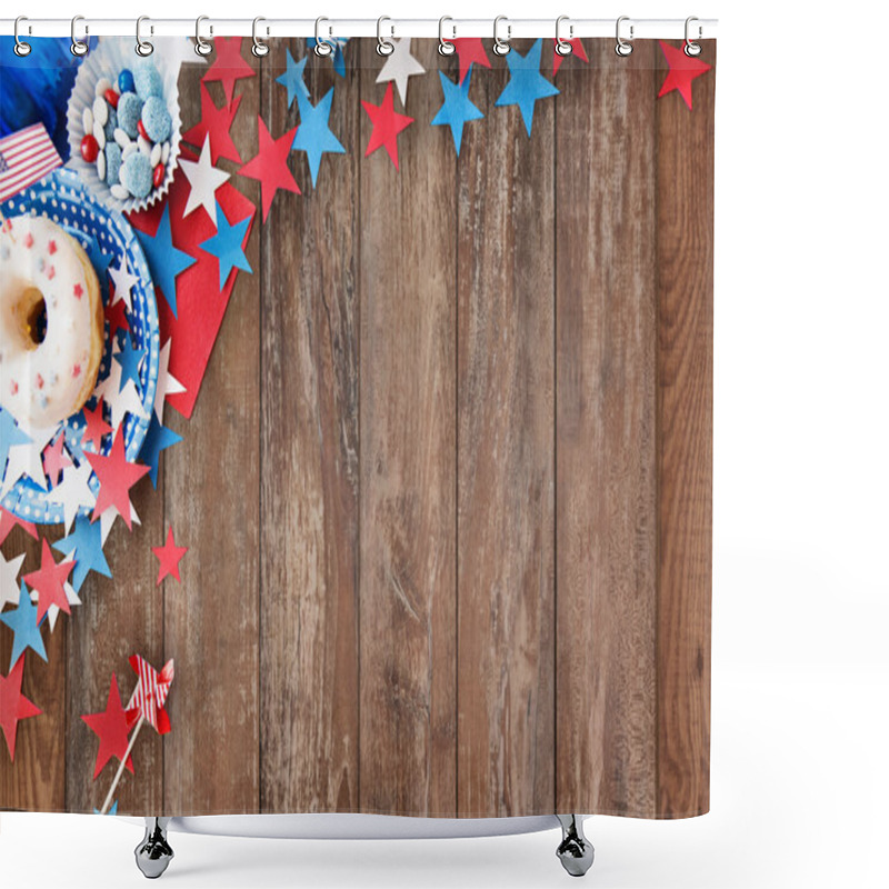 Personality  Donut With Candies And Stars On Independence Day Shower Curtains