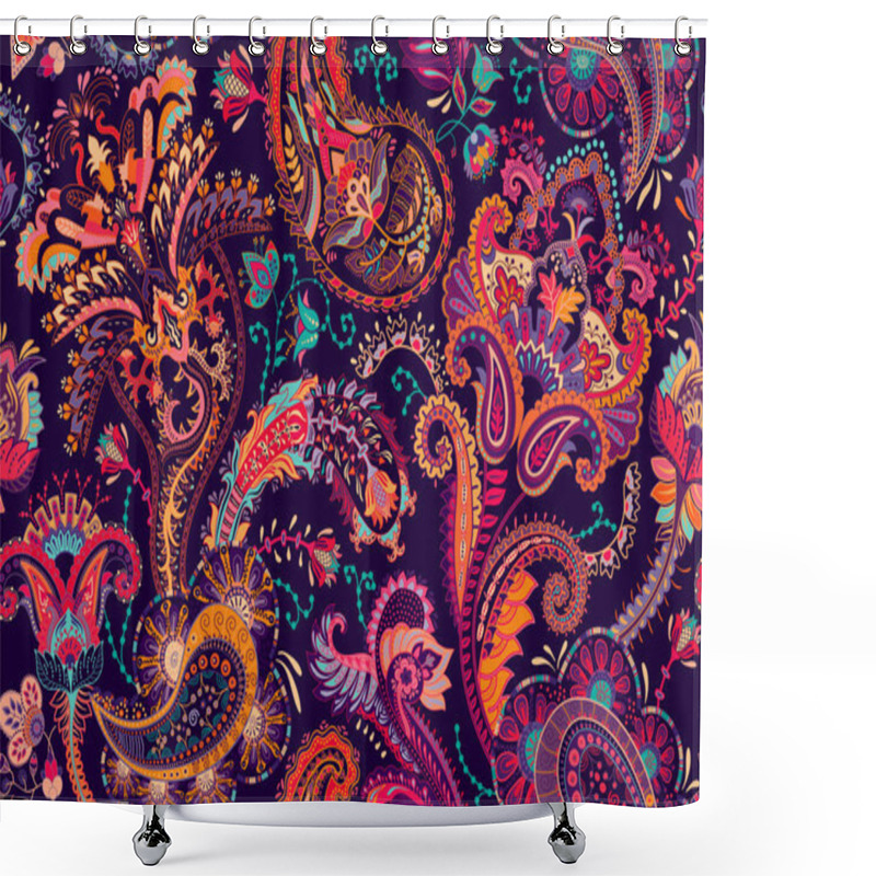 Personality  Colorful Paisley Pattern For Textile, Cover, Wrapping Paper, Web. Ethnic Vector Wallpaper With Decorative Elements Shower Curtains