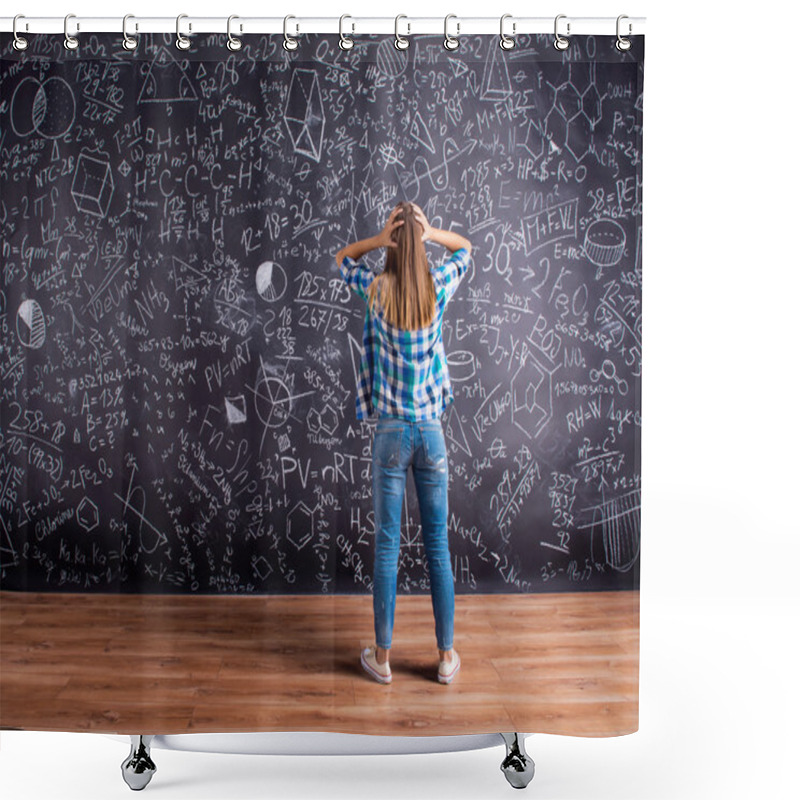 Personality  Thinking Student At Blackboard Shower Curtains