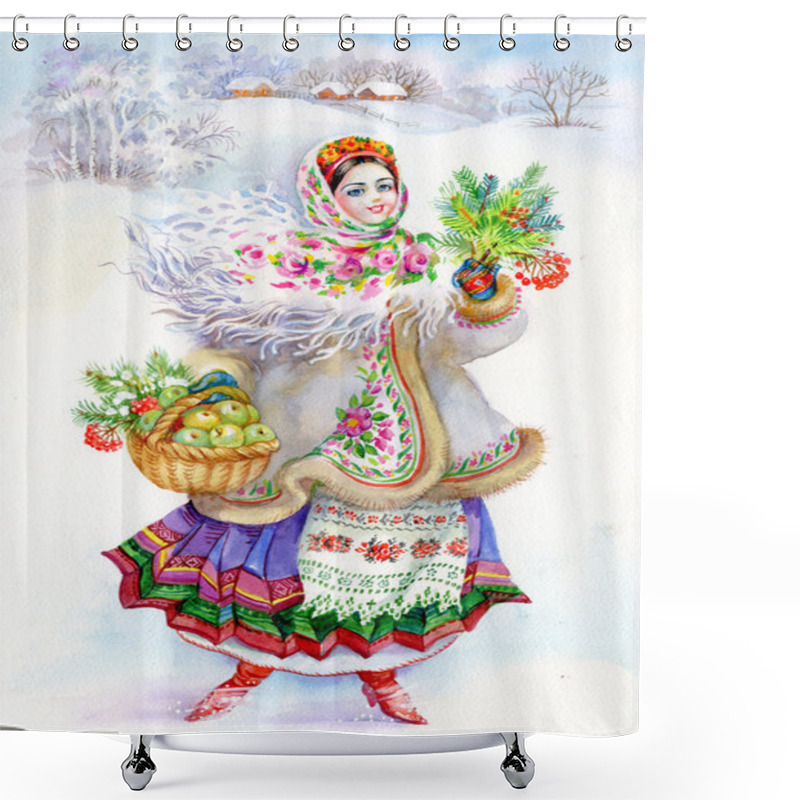 Personality  Young Girl In Traditional Costume Shower Curtains