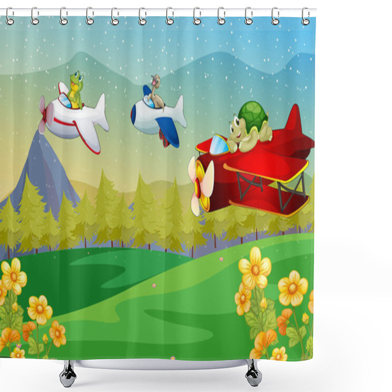 Personality  Animals Flying Plane Shower Curtains