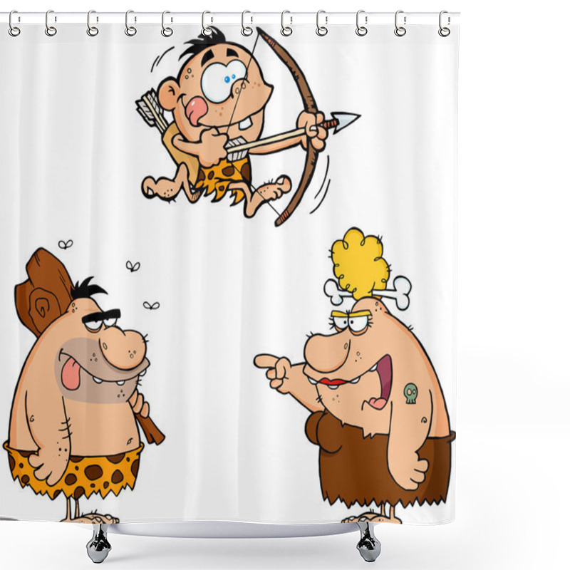 Personality  Caveman Family.Collection Shower Curtains