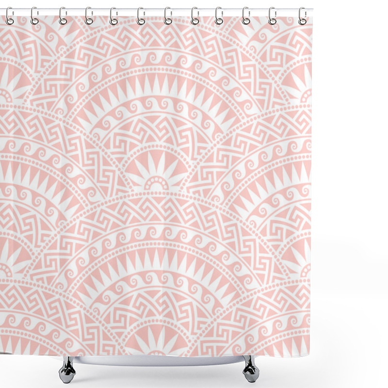 Personality  Vector Seamless Greek Round Ornament, Meander Shower Curtains