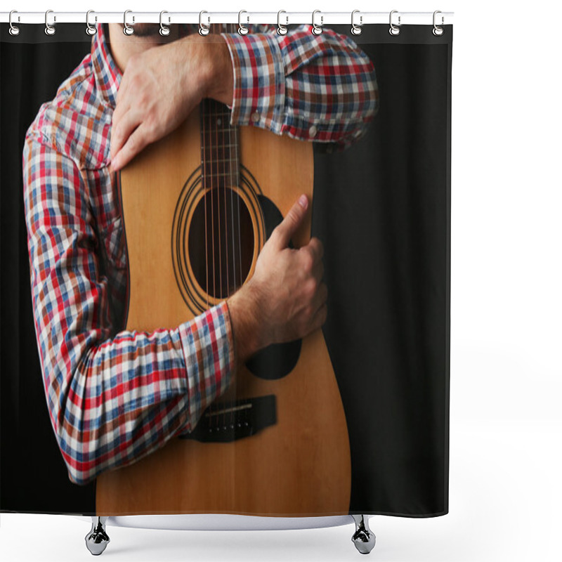 Personality  Young Man With Guitar  Shower Curtains