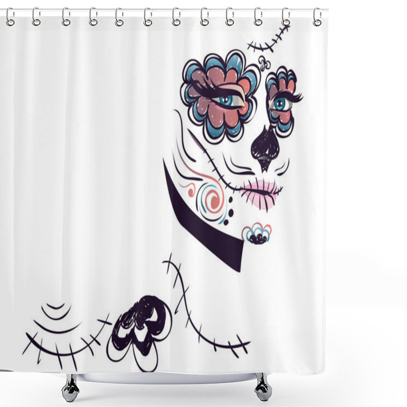 Personality  Day Of Dead Girl Face Shower Curtains