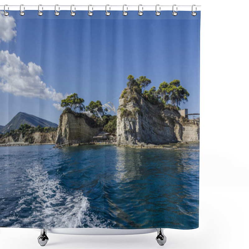 Personality  Beach Between Mountainous Promontories Zakynthos Shower Curtains