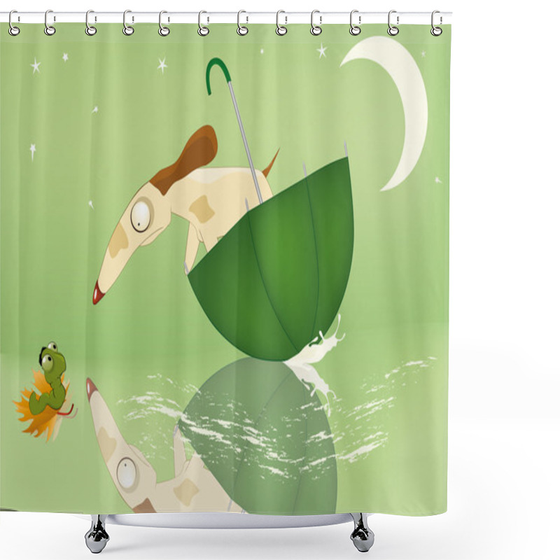 Personality  Dog On An Umbrella Shower Curtains