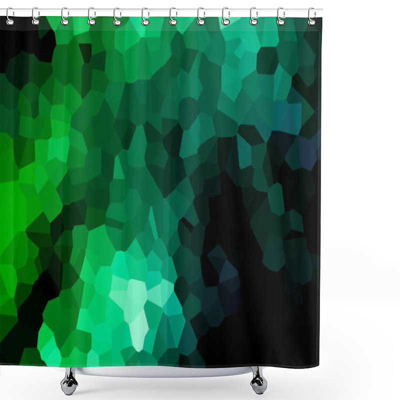 Personality  A Photograph Of An Abstract Geometric Pattern From Various Polygons And Triangles Of Green, Blue And White Shower Curtains