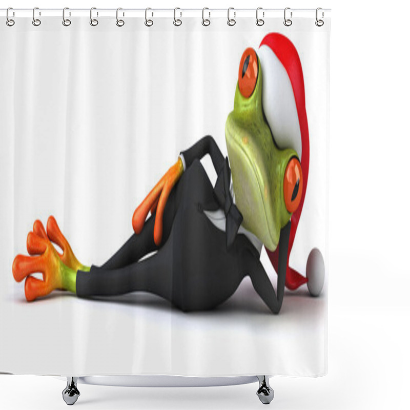 Personality  Frog With Christmas Hat Shower Curtains