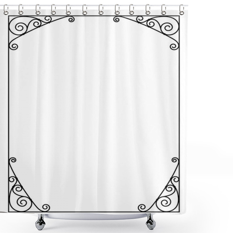 Personality  Forged Openwork Metal Abstract Black Frame Shower Curtains