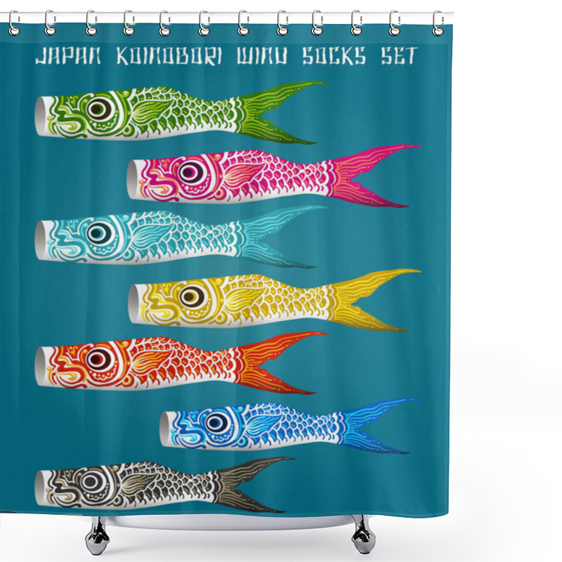 Personality  Japan Fish Koinobori Flag Set Shower Curtains