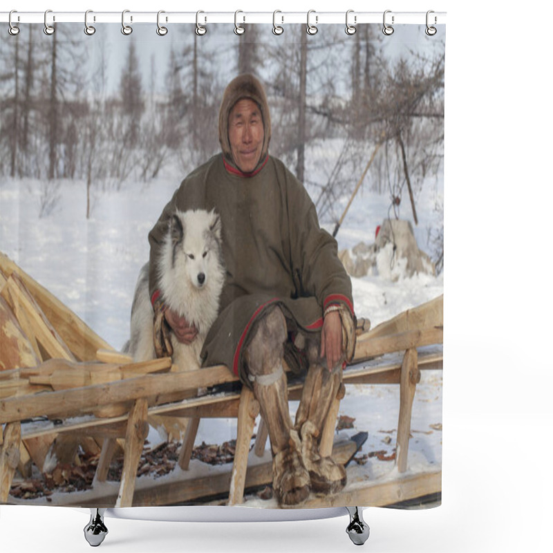 Personality  Far North Of Yamal, Tundra, Pasture Nord Reindeers, Closeup Port Shower Curtains