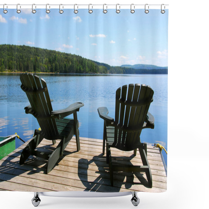 Personality  Chairs On Dock Shower Curtains