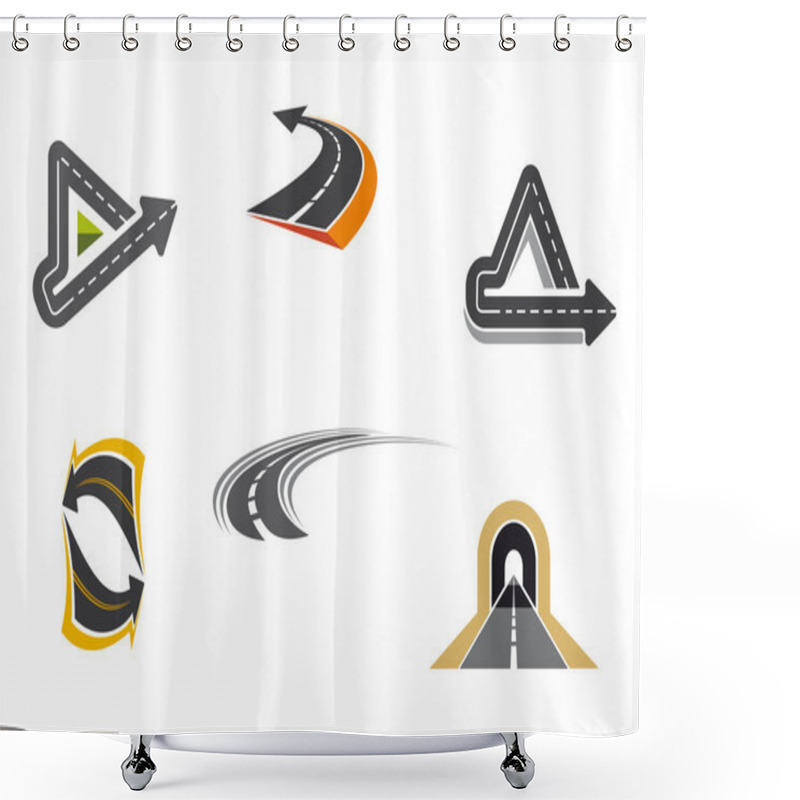 Personality  Road And Highway Symbols Shower Curtains