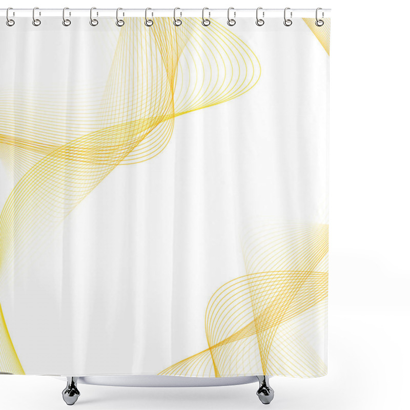 Personality  Satin Soft Mild Golden Lines Layout. Abstract Blend Swoosh Modern Orange Bright Halftone Clean Curves. Futuristic Wave Forms. Vector Illustration Shower Curtains