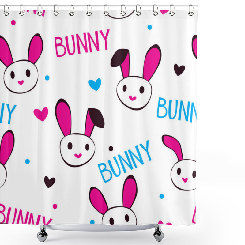 Personality  Funny Girlish Texture With Bunny Faces Shower Curtains