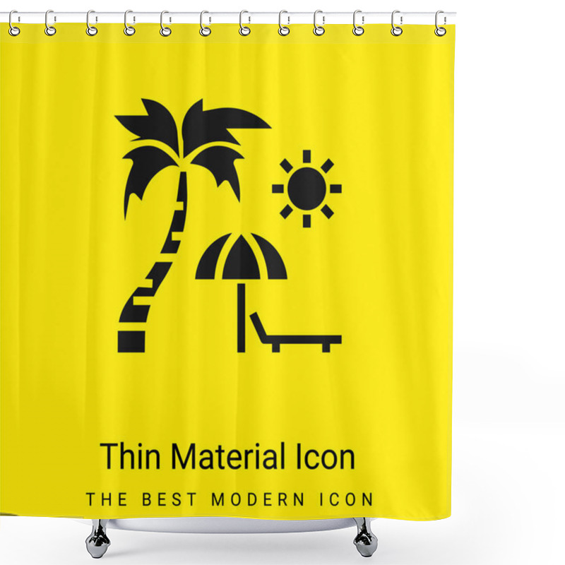 Personality  Beach Minimal Bright Yellow Material Icon Shower Curtains