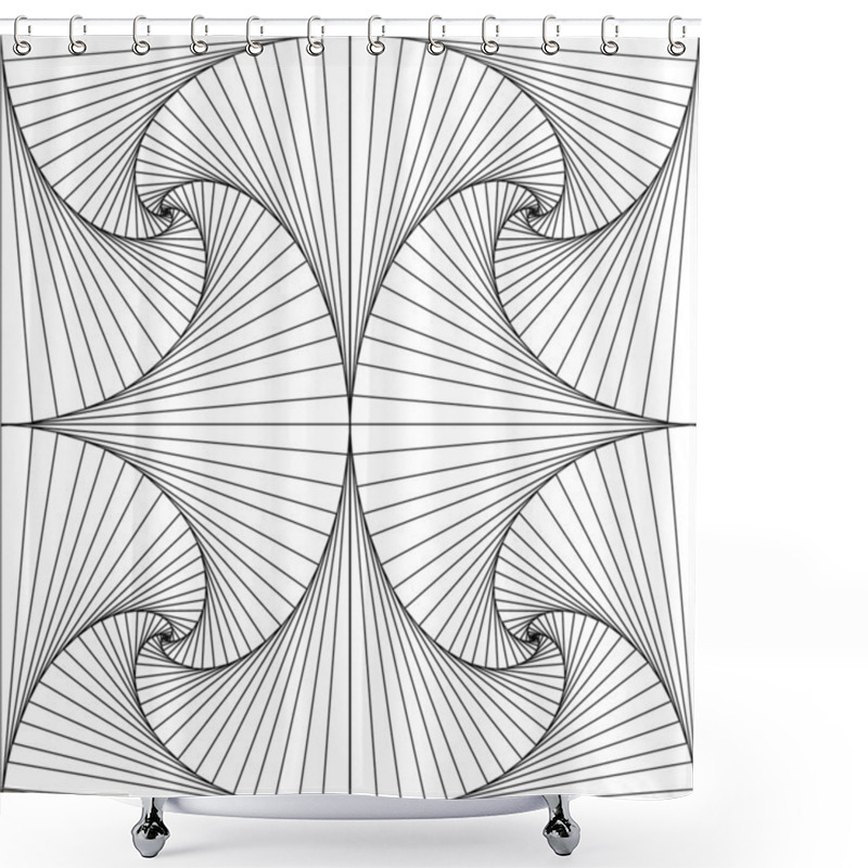 Personality  Fan Pattern In Black And White Shower Curtains