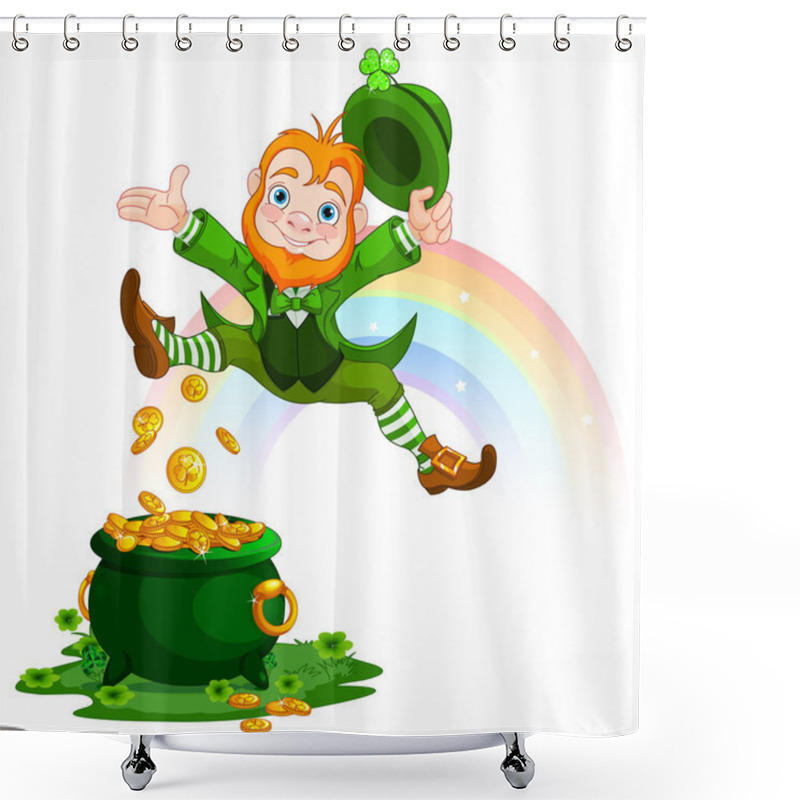 Personality  Joyful Jumping Leprechaun Shower Curtains