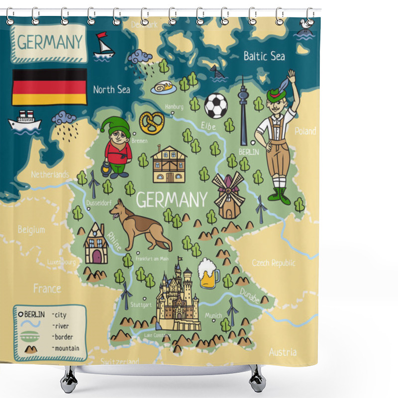 Personality  Cartoon Map Of Germany Shower Curtains