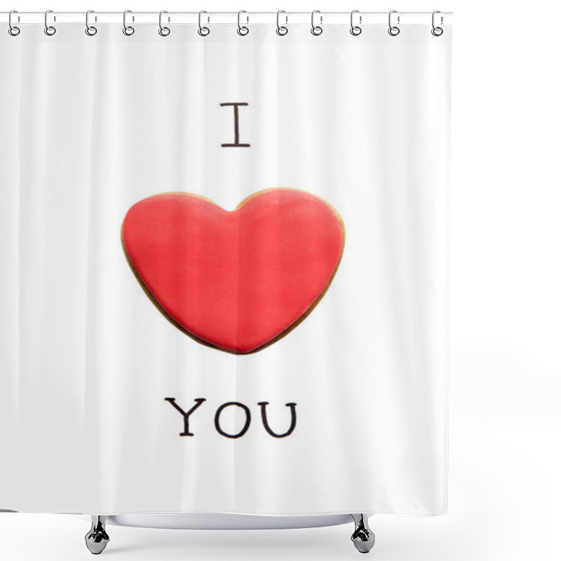 Personality  Greeting Card With Heart Shaped Cookie  Shower Curtains