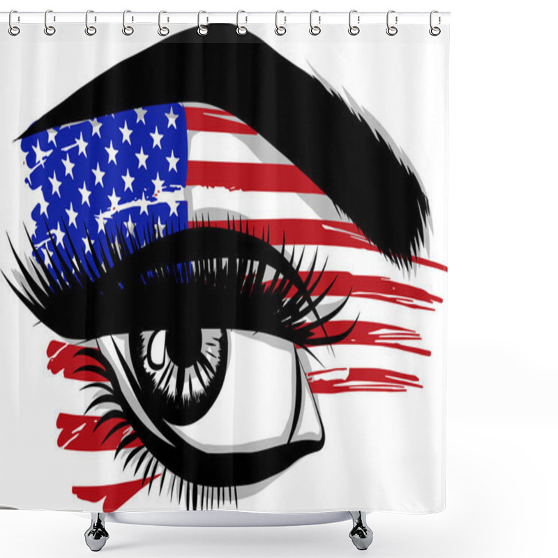 Personality  Flags Of The USA In Beautiful Female Eye Shower Curtains