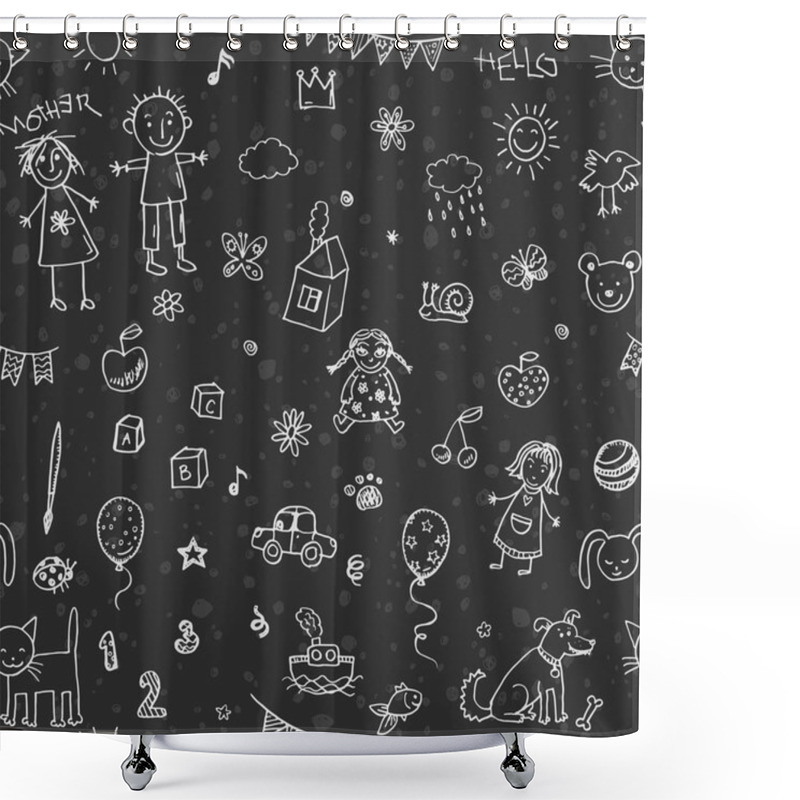 Personality  Children Drawings Seamless Pattern Shower Curtains