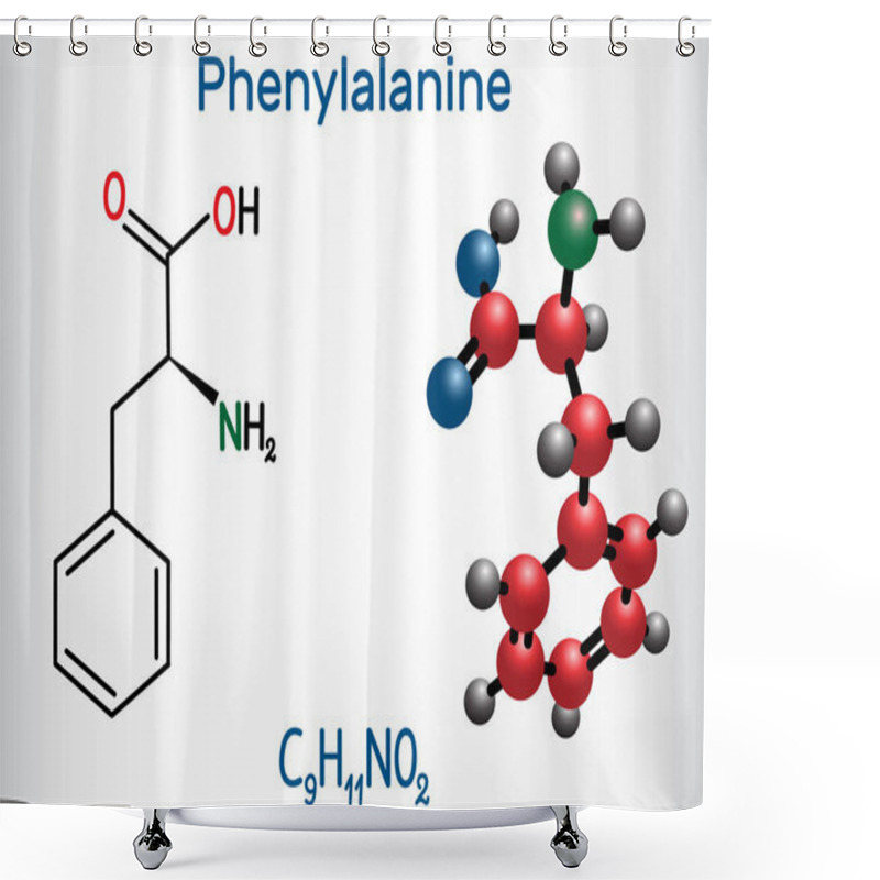 Personality  Phenylalanine, LL-phenylalanine, Phe , Amino Acid Molecule. Structural Chemical Formula And Molecule Model Shower Curtains