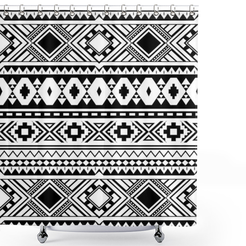 Personality  Seamless Ethnic Pattern Design. Navajo Geometric Print. Rustic Decorative Ornament. Abstract Geometric Pattern. Native American Pattern. Ornament For The Design Of Clothing, Textiles Shower Curtains