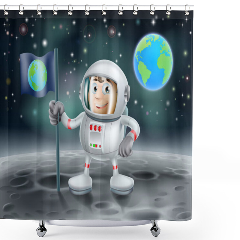 Personality  Cartoon Astronaut On The Moon Shower Curtains