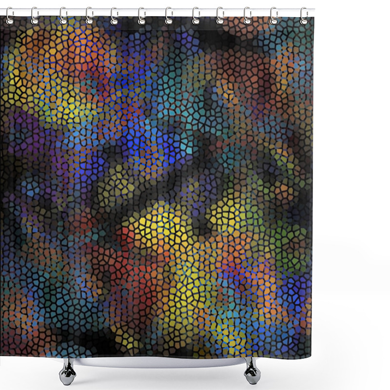 Personality  Mosaic Pattern Motley On Black Background Shower Curtains