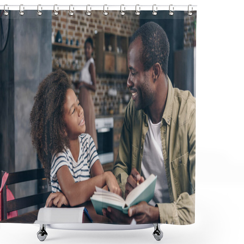 Personality  Father And Daughter Reading Book Shower Curtains