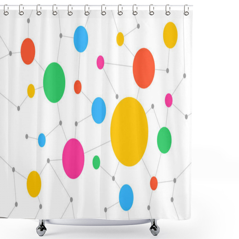 Personality  Colorful Network User Connected Dots And Lines Fintech Background Template. Technology Blockchain Linked Global Digital Database Graphic Vector. Shower Curtains