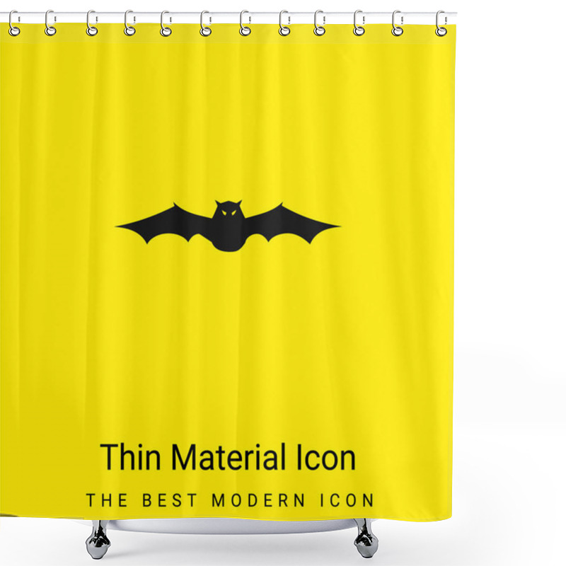 Personality  Bat With Extended Wings In Frontal View Minimal Bright Yellow Material Icon Shower Curtains