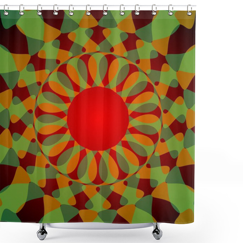 Personality  Abstract Tile With Green And Red Overlapping Circles Shower Curtains