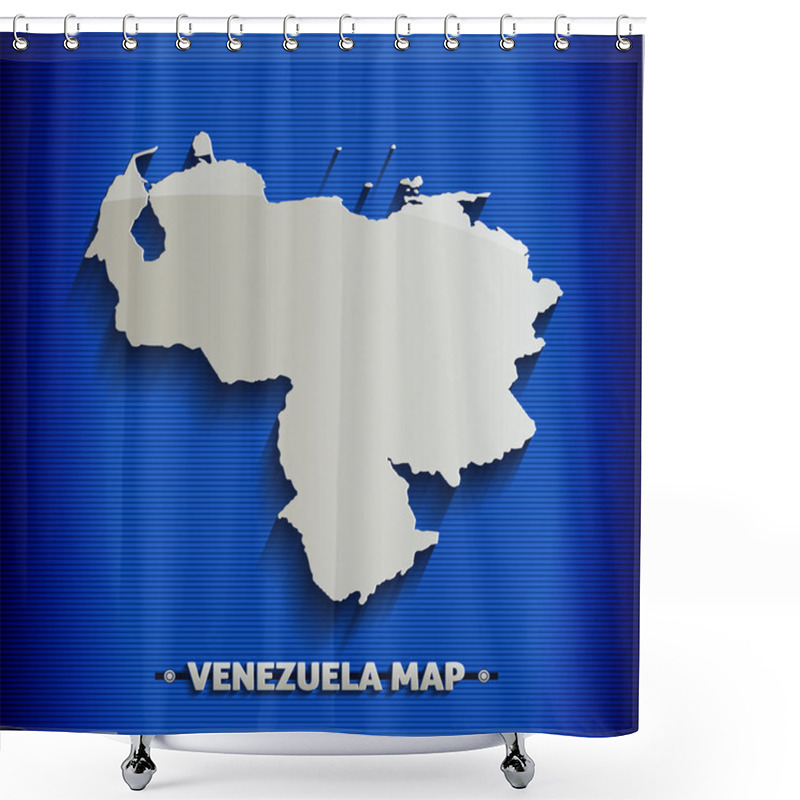 Personality  Venezuela Map Blue Line 3D Vector Shower Curtains