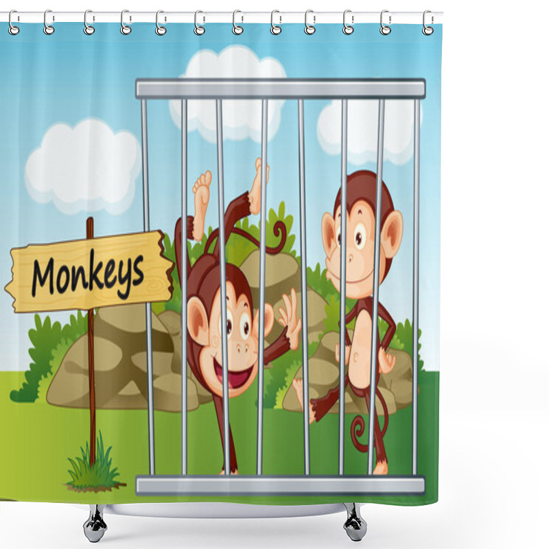 Personality  Monkeys In Cage Shower Curtains