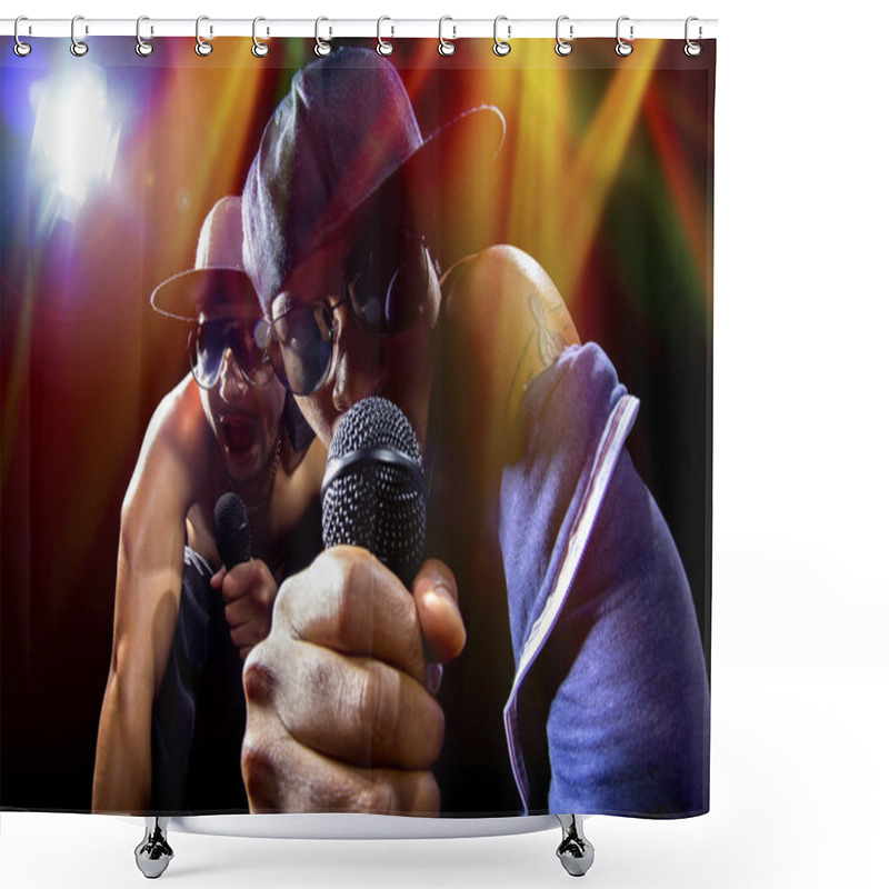 Personality  Rappers Having Hip Hop Concert Shower Curtains