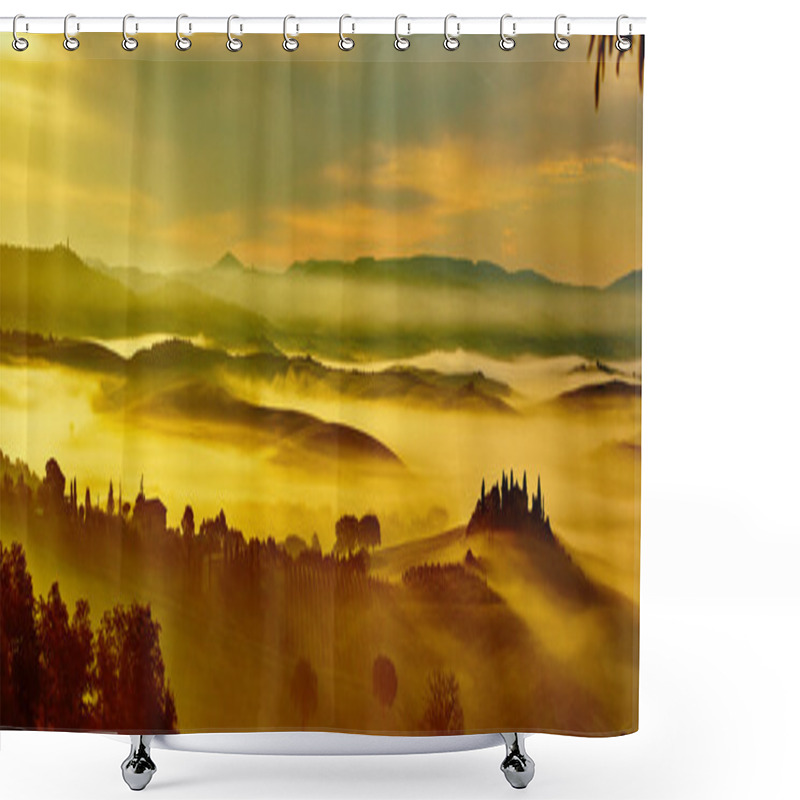 Personality  Tuscany Panorama With Rolling Hills And Valleys Shower Curtains