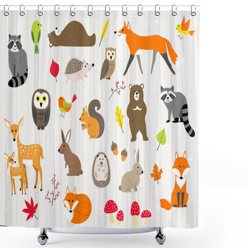 Personality  Woodland Animals Illustration,autumn Forest Shower Curtains