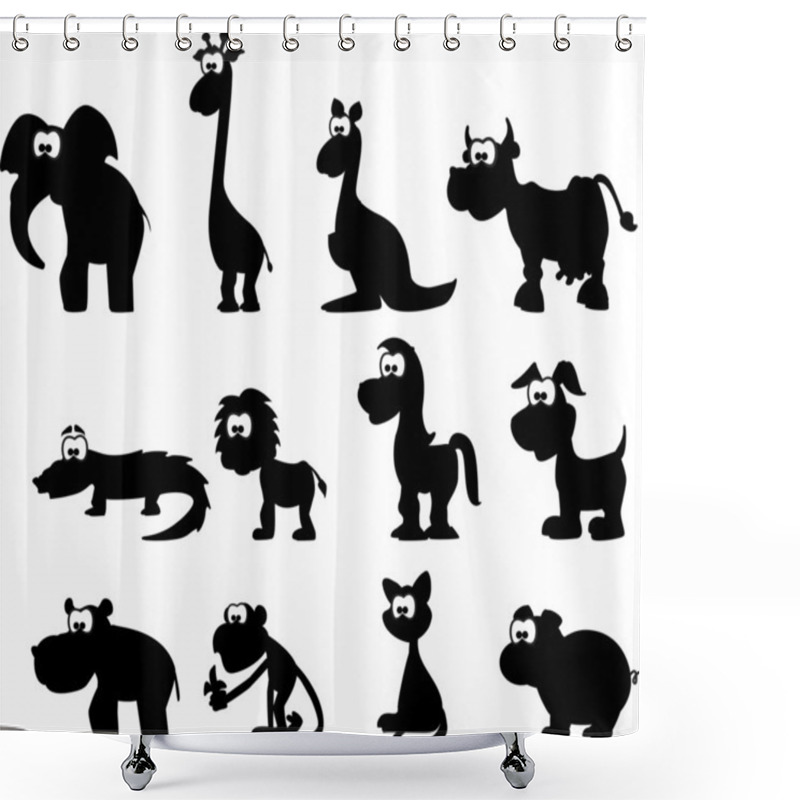 Personality  Cartoon Silhouettes Of Animals Shower Curtains