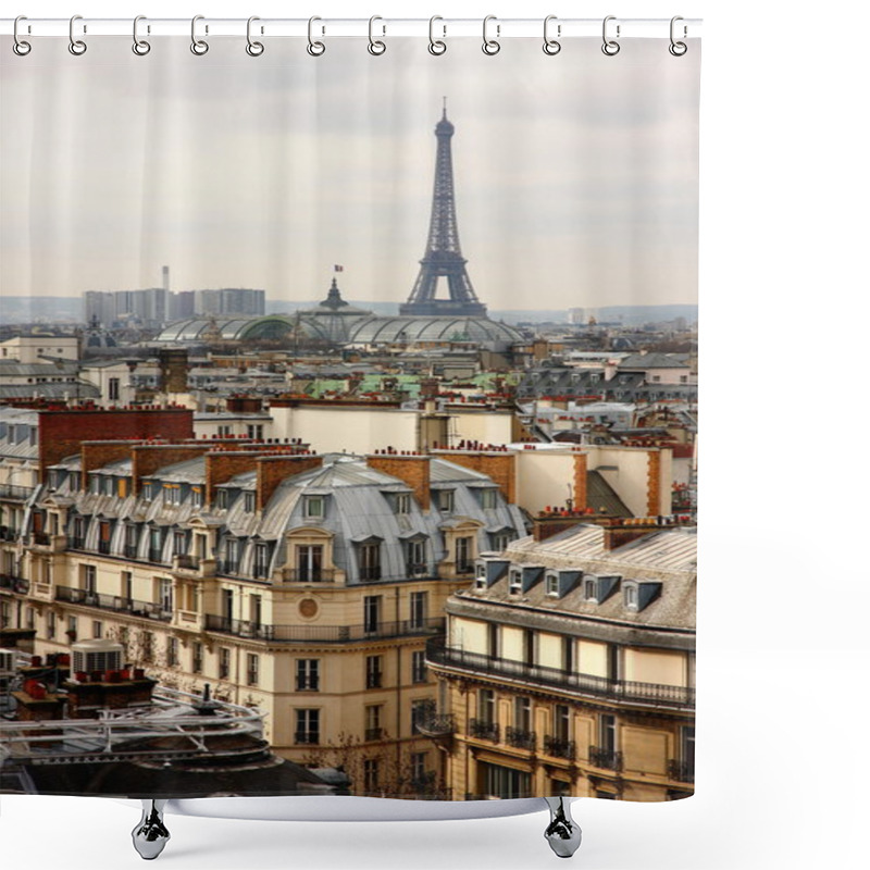 Personality  Eiffel Tower Over The Roofs Shower Curtains